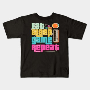 Eat sleep game repeat Kids T-Shirt